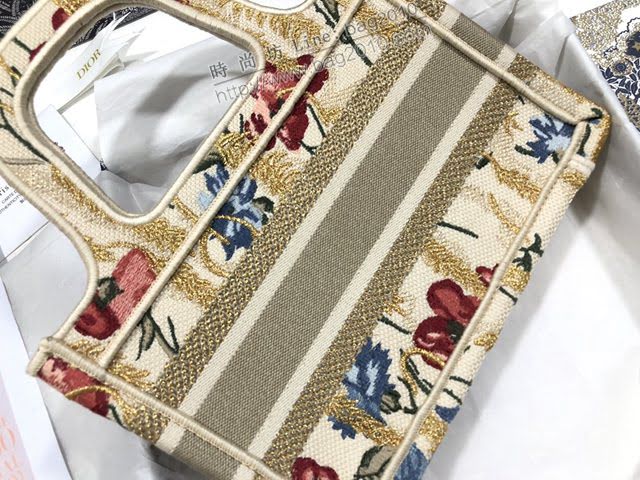 Dior女包 迪奧Book Tote扶桑花帆布迷你托特包 Dior刺繡購物袋  dfk1770